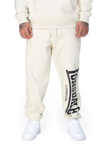 Lonsdale Męskie spodnie do biegania Logo Large Normalny krój, beżowe/czarne, XL