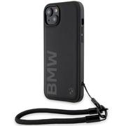 Etui i futerały do telefonów - BMW BMHCP15M23RMRLK iPhone 15 Plus / 14 Plus 6.7" czarny/black hardcase Signature Leather Wordmark Cord - miniaturka - grafika 1