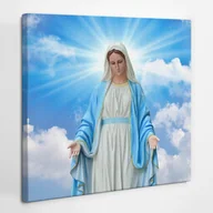 Ikony i obrazy sakralne - Statua Matki Bożej Łaskawej na niebie - obraz polycanvas, 40x40 - miniaturka - grafika 1