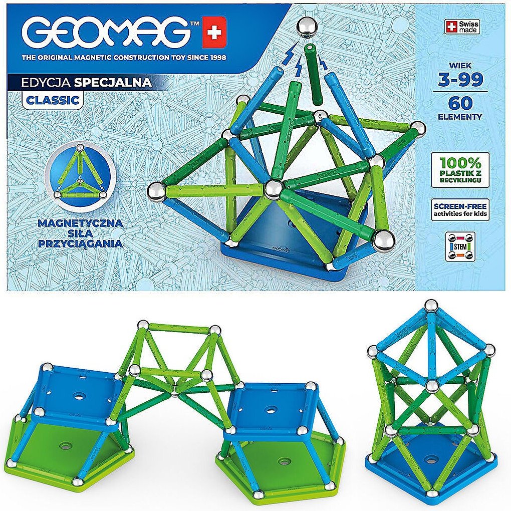Geomag Classic Klocki Magnetyczne Konstrukcyjne Geometryczne 60 Elementów
