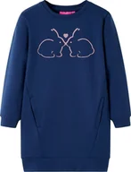 Sukienki i spódniczki dla dziewczynek - vidaXL Dziecięca sukienka dresowa z nadrukiem króliczków, granatowa, 116 - miniaturka - grafika 1