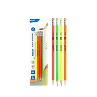 Ołówki - Deli Ołówek neonowy Hb z gumką 4 szt. - miniaturka - grafika 1