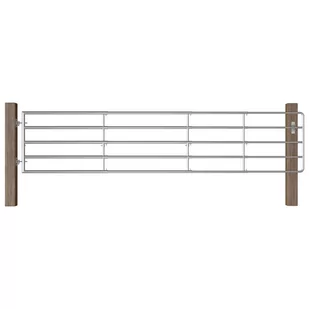 VidaXL Brama do zagrody, 5 prętów, stal, (150-400)x90 cm, srebrna 145987        VidaXL VidaXL - Akcesoria do ogrodzeń - miniaturka - grafika 1