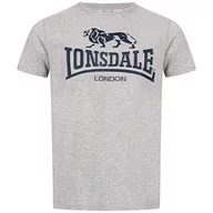 Koszulki męskie - Lonsdale Męski T-shirt Kingswood, Marl Grey/Dark Navy, M - miniaturka - grafika 1