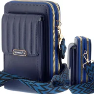 Torebki damskie - Wyjściowa Torebka Damska Na Ramię Organizer Kopertówka Granatowa Wieczorowa - miniaturka - grafika 1