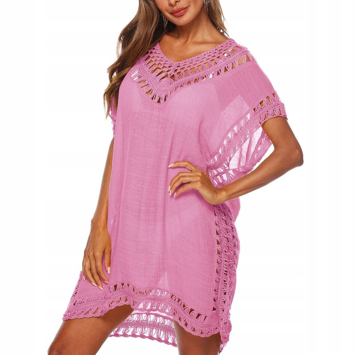 Pareo plażowe tunika sukienka z haftem