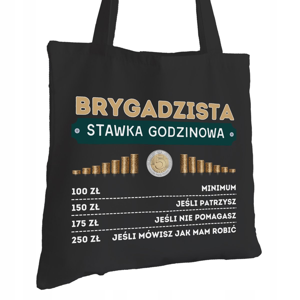 Torba Bawełniana dla Brygadzisty Czarna Prezent Ekologiczna Trwały Nadruk