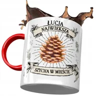 Kubki - Kubek Czerwony Dla Łucji Przyjaciółki Na Prezent z Nadrukiem ze Zdjęciem + Opakowanie na prezent (wzór 04) - miniaturka - grafika 1