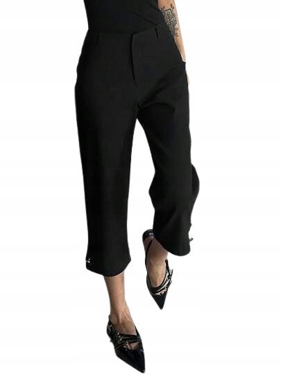 SHEIN CZARNE ELEGANCKIE SPODNIE 7/8 Z ZAPIĘCIEM NA ZAMEK L 1EC