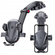 Uchwyty samochodowe do telefonów - UCHWYT NA TELEFON SAMOCHODOWY NA DESKĘ ROZDZIELCZĄ OBROTOWY HOLDER CZARNY - miniaturka - grafika 1