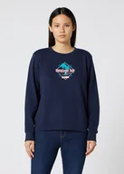 Bluzy damskie - WRANGLER REGULAR DAMSKA BLUZA KLASYCZNA SWEAT NAVY W6N2-HA-114 112130786 - Wrangler - miniaturka - grafika 1