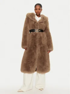 YES LONDON Futro ECO/024 Brązowy Regular Fit - Płaszcze damskie - miniaturka - grafika 1