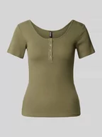 Koszulki i topy damskie - T-shirt z prążkowaną fakturą model ‘Kitte’ - miniaturka - grafika 1