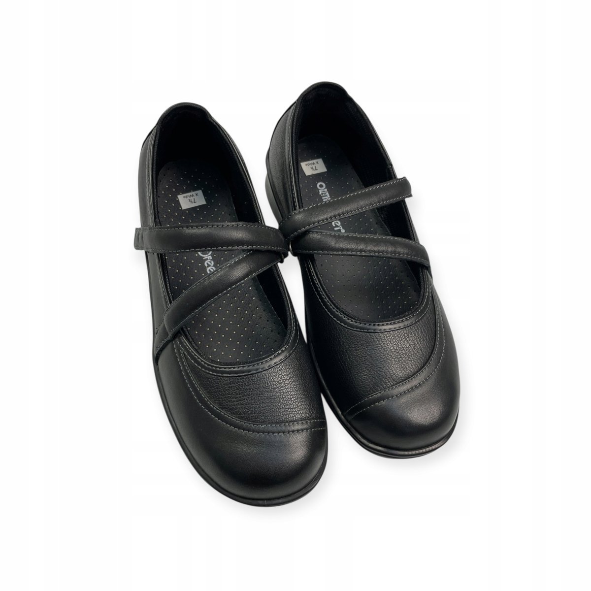 ORTHOFEET Damskie buty zdrowotne czarne rzepy 40 EU