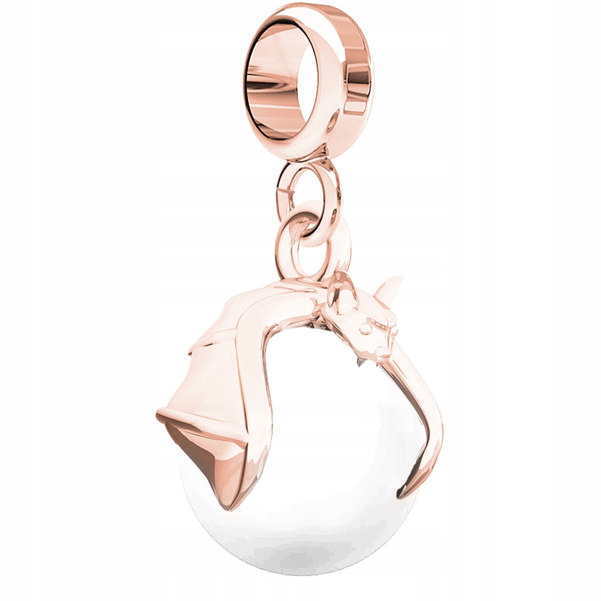 Charms Pozłacany z Nietoperzem Zwierzę Nietoperz Biała Perła SREBRO 925