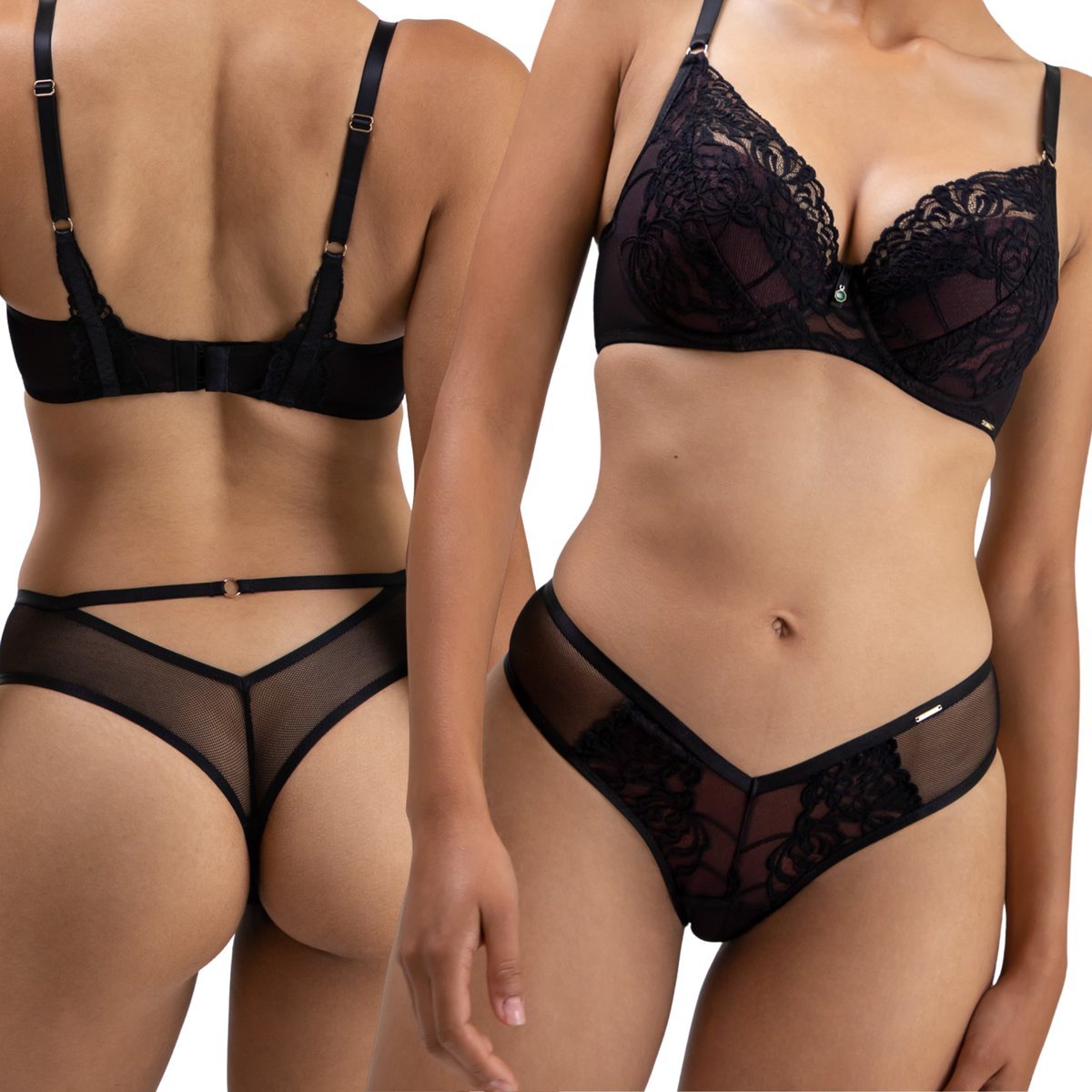 Majtki Alles Truffle Noir stringi czarne z czekoladą - Rozmiar 38