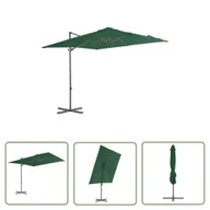 Parasole ogrodowe - The Living Store Parasol wiszący ze stalowym słupkiem - 250x250 cm - zielony - Parasol Wiszący - miniaturka - grafika 1