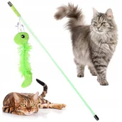 Zabawki dla kotów - Zabawka dla kota WĘDKA z MRÓWKĄ włochata maskotka do zabawy na gumce - miniaturka - grafika 1