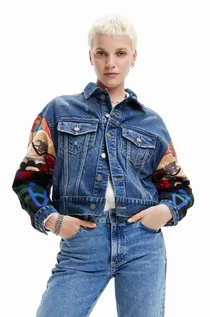 Kurtki damskie - Desigual kurtka jeansowa damska kolor granatowy przejściowa oversize - grafika 1
