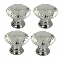 Meble modułowe i akcesoria - 4 x Gałka meblowa okrągła Diament srebrna gałki do szuflad glamour - miniaturka - grafika 1