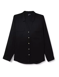 Koszule damskie - VERO MODA Koszula damska VMBUMPY L/S Shirt New Curve NOOS, czarny, 54 - grafika 1