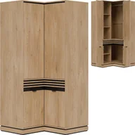 Szafy - Szafa ubraniowa narożna z lamelami do pokoju Dąb Cremona Czarny FERRO FE13 - miniaturka - grafika 1