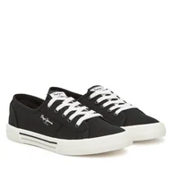 Trampki damskie - Tenisówki Pepe Jeans Brady Basic W PLS31287 Czarny - miniaturka - grafika 1