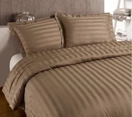 Pościel - 140x200/260 HOTEL STRIPE brąz kpl pościeli satyna bawełniana - miniaturka - grafika 1