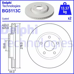Tarcza hamulcowa DELPHI BG5113C - Tarcze hamulcowe - miniaturka - grafika 1