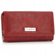 Portfele - EKAVALE Portfel Damski Czerwony Sztuczna Skóra Wiele Przegródek - miniaturka - grafika 1