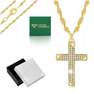 Naszyjniki - ZŁOTY NASZYJNIK DAMSKI SINGAPUR + ZAWIESZKA KRZYŻYK 18K + DEDYKACJA 50CM - miniaturka - grafika 1