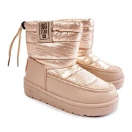 Buty dla dziewczynek - BIG STAR SHOES Dziecięce Śniegowce Big Star KK374221 Beżowo-Złote brązowe - miniaturka - grafika 1