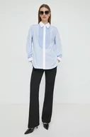 Koszule damskie - BOSS koszula bawełniana damska kolor niebieski regular z kołnierzykiem klasycznym - Boss - miniaturka - grafika 1