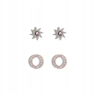 Kolczyki - Srebrne kolczyki GUESS 2 pary ZESTAW gwiazdy okręg - miniaturka - grafika 1