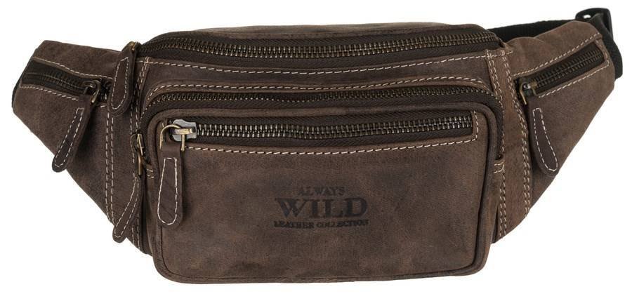 Nerka ze skóry duża saszetka skórzana na biodra Always Wild męska brązowa