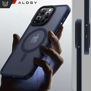 Etui do iPhone 15 Pro MagSafe Matt Case Cover matowe obudowa Alogy Ring pancerne na telefon Granatowe - Etui i futerały do telefonów - miniaturka - grafika 2
