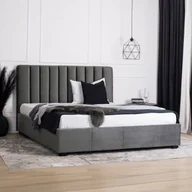 Łóżka - Łóżko Tapicerowane 160x200 cm ze Stelażem Dwuosobowe MARI Welurowe Szare - miniaturka - grafika 1