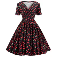 Sukienki - Sukienka pin up retro w wiśnie wisienki CHERRY rozkloszowana Produkt Polski - miniaturka - grafika 1