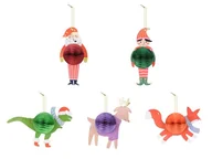 Bombki - Zestaw bombek papierowych Świąteczne postacie 5szt - PartyDeco - miniaturka - grafika 1