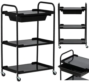 Pomocnik kosmetyczny fryzjerski do salonu ST030 uniwersalna szafka wózek stolik na kółkach z trzema półkami - Meble kosmetyczne - miniaturka - grafika 1