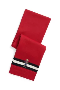 Szaliki i chustki dla dzieci - Polo Ralph Lauren szalik dziecięcy kolor czerwony z aplikacją - grafika 1