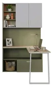 Biurka - EDINOS Regał z biurkiem dla nastolatka kaszmir + zielony W9-G98 - miniaturka - grafika 1