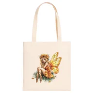 Torby i wózki na zakupy - Bawełniana torba z nadrukiem haftu - Pomarańczowa wróżka - miniaturka - grafika 1