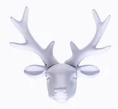 Ozdoby bożonarodzeniowe - Komplet 3 głów renifera białych, 20,5x20,5x8 cm - miniaturka - grafika 1