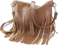 Torebki damskie - Mała torebka damska na ramię z frędzlami ze skóry naturalnej - miniaturka - grafika 1