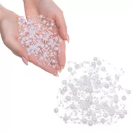 Ozdoby bożonarodzeniowe - Łańcuch na choinkę z pereł 3-8mm ozdoba świąteczna biały CA0210 - miniaturka - grafika 1