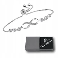 Bransoletki - Bransoletka Damska Srebrna Łańcuszki Kryształki Nieskończoność Infinity - miniaturka - grafika 1