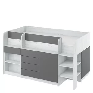 Łóżko Piętrowe Smile Prawe Craft Biały / Grafit MebloCross - Łóżka dla dzieci i młodzieży - miniaturka - grafika 1