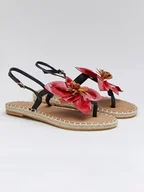 Sandały damskie - Bellucci Sandały w kolorze czarno-czerwonym - miniaturka - grafika 1