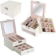 Pudełka i szkatułki - ELEGANCKA SZKATUŁKA pojemnik PUDEŁKO na BIŻUTERIĘ z LUSTERKIEM - miniaturka - grafika 1